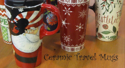 Ceramic Christmas Travel Mugs w/Gift Box