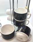 Cafe cups set/4 with caddy REG$36