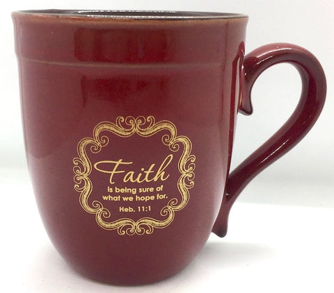 Red FAITH Stoneware Gift Mug