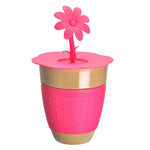 Huskware Eco Mug w/sil lid & band flower