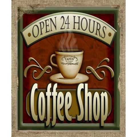CA OPEN 24 HRS coffee print