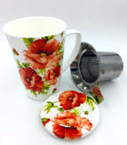 Porcelain Poppy Infuser mug w/lid 14oz/380ml