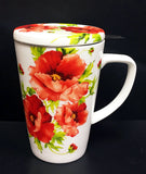 Porcelain Poppy Infuser mug w/lid 14oz/380ml